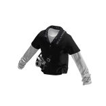 💗 Y2K Layered Polo Shirt w/ Camera _ Black