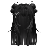 Y2K Long Hime Hair w/ Braids & Buns (Black)
