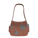 y2k Orange Star Shoulder Bag With Charms