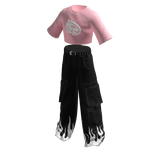 Y2K Pants & Cropped Shirt Eternos Clothing Flames