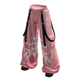 Y2K Pink Cargo Strap Pants Strapped Baggy Shoes