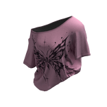 💙 Y2K Pink Grunge Butterfly Tucked Shirt