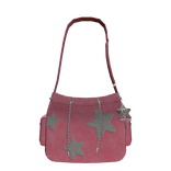 y2k Pink Star Shoulder Bag With Charms