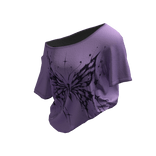 💙 Y2K Purple Grunge Butterfly Tucked Shirt