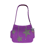 y2k Purple Star Shoulder Bag With Charms