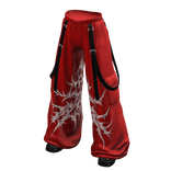 Y2K Red Cargo Strap Pants Strapped Baggy Shoes