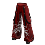 Y2K Red Cargo Strap Pants Strapped Baggy Shoes