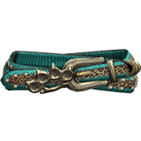 Y2K Rhinestone Scene Belt Teal & Leopard Print 