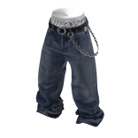 💗Y2K SAGGING JEANS WITH CHAIN BELT_BLUE