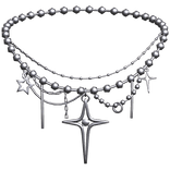 Y2k Silver Star Necklace w Pearls