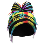 y2k spiky side part blonde pride hair with stars