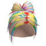 y2k spiky side part blonde pride hair with stars