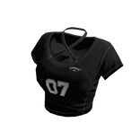 Y2K Sporty Cross Baby Tee - Black