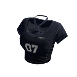 Y2K Sporty Cross Baby Tee - Blue