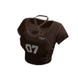 Y2K Sporty Cross Baby Tee - Brown