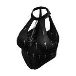 Y2K Star Chain Halter Top Cross Print [JEYS]