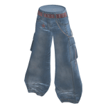 Y2K Star Charm Baggy Pants - Light Blue