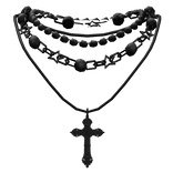 Y2K Star Cross Necklace (Black)
