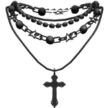 Y2K Star Cross Necklace (Black)