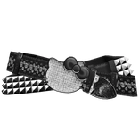 Y2K Studded Double Kitty Rhinestone Belt | Black/B