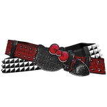 Y2K Studded Double Kitty Rhinestone Belt | Red/B