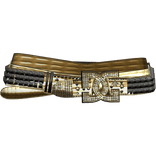 Y2K Studded Gyaru Rhinestone Scene Belt Gold Black