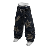 Y2K Studded Star Baggy Jeans ⭐ (Blue)