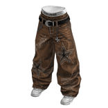 Y2K Studded Star Baggy Jeans ⭐ (Brown)