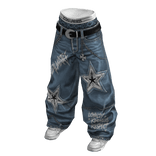 Y2K Studded Star Baggy Jeans ⭐ (Light Blue)