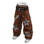 Y2K Studded Star Baggy Jeans ⭐ (Orange)