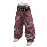 Y2K Studded Star Baggy Jeans ⭐ (Pink)
