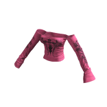 ✦ Y2K Tattoo Off Shoulder Top HotPink ✦