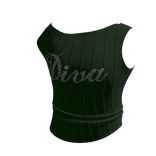 Y2K Tight Rhinestone "Diva" TankTop in Green