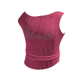 Y2K Tight Rhinestone "Diva" TankTop in Pink