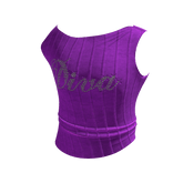 Y2K Tight Rhinestone "Diva" TankTop in Purple