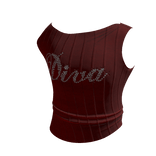 Y2K Tight Rhinestone "Diva" TankTop in Red