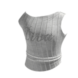 Y2K Tight Rhinestone "Diva" TankTop in White