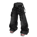 💗Y2K WASHED DENIM PANTS WITH SHOES_BLACK