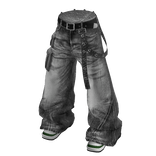 💗Y2K WASHED DENIM PANTS WITH SHOES_GREY