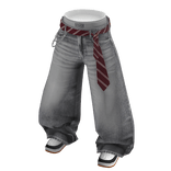 💗Y2K WASHED DENIM WITH TIE BELT_GREY