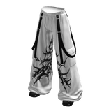 Y2K White Cargo Strap Pants Strapped Baggy Shoes