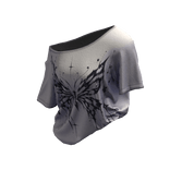 💙 Y2K White Grunge Butterfly Tucked Shirt