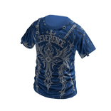 Y2K Winged Cross Graphic T-Shirt (Blue)