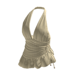 Pinstripe Ruched Halter Top (Cream)