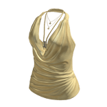 Ruched Cowl Neck Halter Top (Yellow)