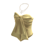 Coquette Satin Bow Tube Top w/ Necklace (Yellow)