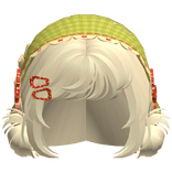 Yellow Messy Buns W/ Mori Kei Green Bonnet