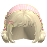 Yellow Messy Buns W/ Mori Kei Pink & Green Bonnet