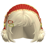 Yellow Messy Buns W/ Mori Kei Red Bonnet