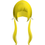 Yellow Pigtails Bows Long W Bangs